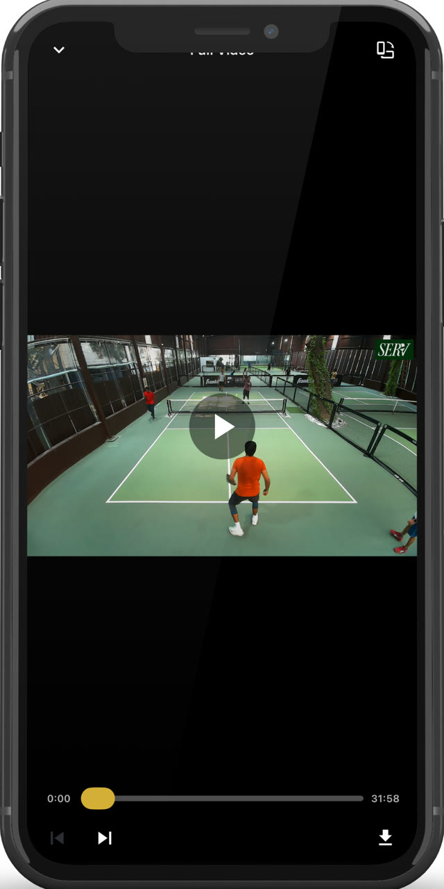 Clutch Player app playing back a full recorded padel match